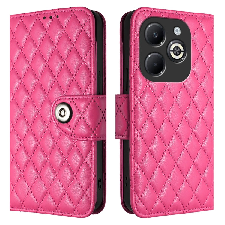 For Infinix Smart 8 Plus / Smart 8 Pro Rhombic Texture Flip Leather Phone Case with Lanyard