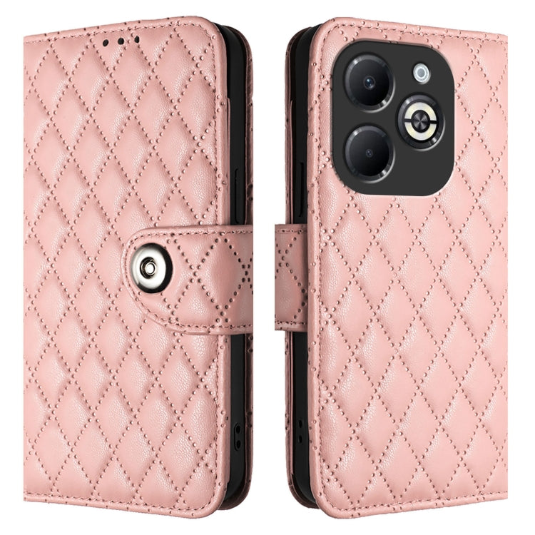 For Infinix Smart 8 Plus / Smart 8 Pro Rhombic Texture Flip Leather Phone Case with Lanyard