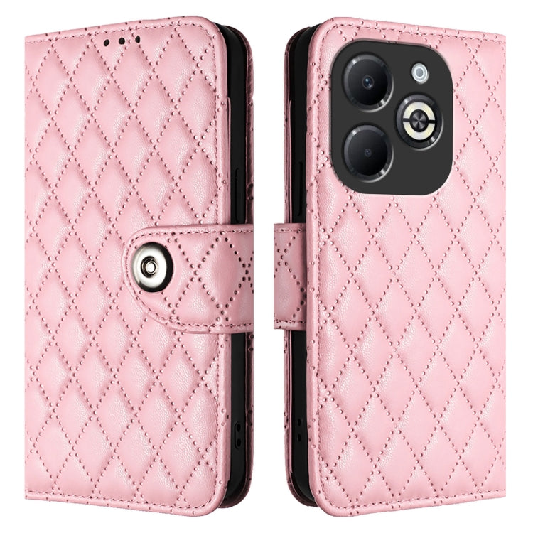 For Infinix Smart 8 Plus / Smart 8 Pro Rhombic Texture Flip Leather Phone Case with Lanyard