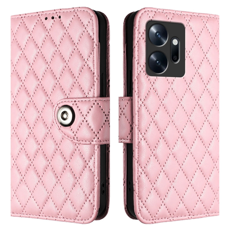For Infinix Zero 20 Rhombic Texture Flip Leather Phone Case with Lanyard