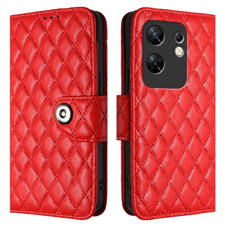 For Infinix Zero 30 4G Rhombic Texture Flip Leather Phone Case with Lanyard