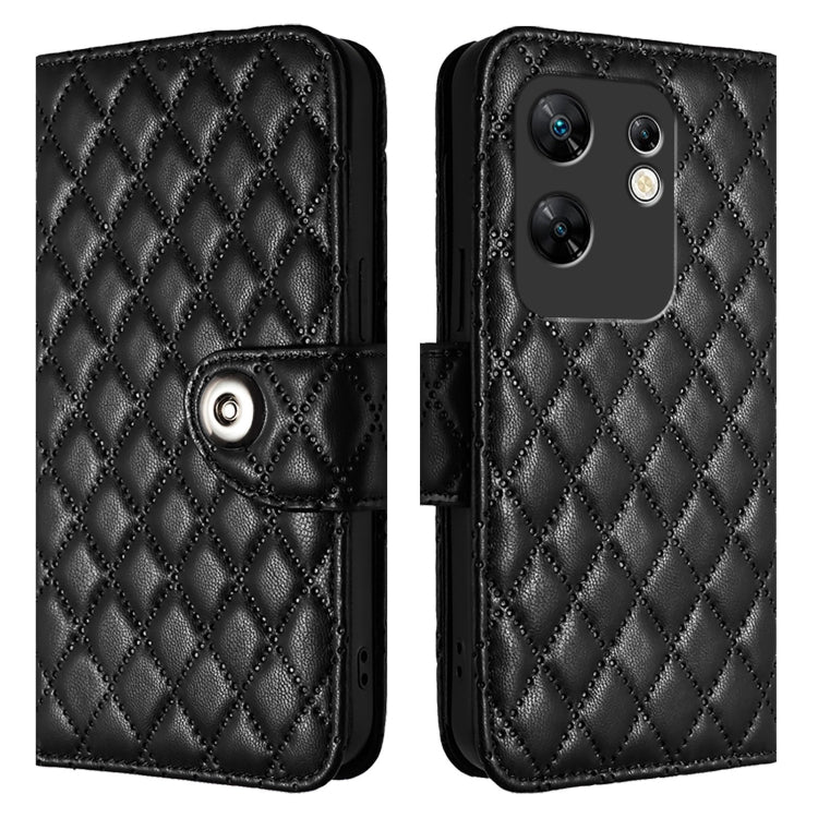 For Infinix Zero 30 4G Rhombic Texture Flip Leather Phone Case with Lanyard