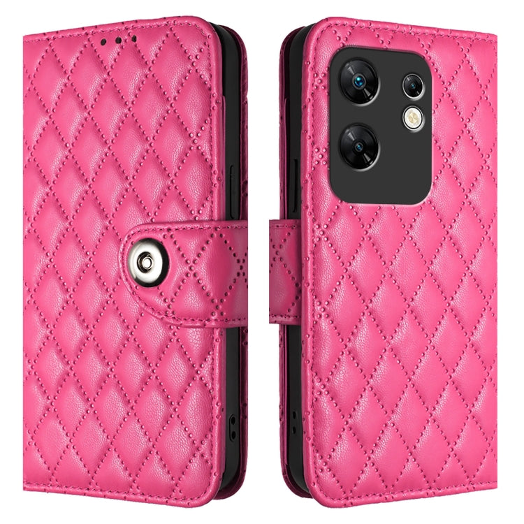For Infinix Zero 30 4G Rhombic Texture Flip Leather Phone Case with Lanyard