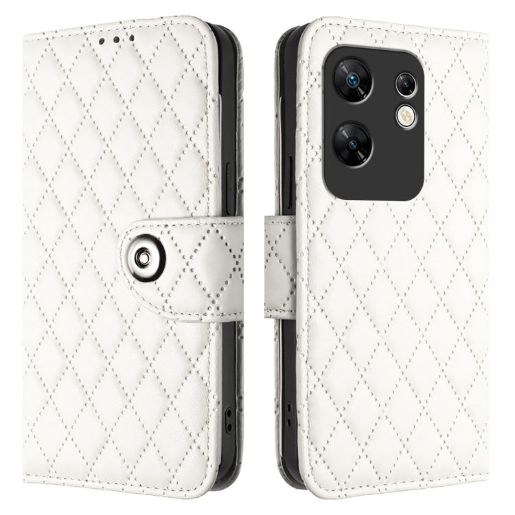 For Infinix Zero 30 4G Rhombic Texture Flip Leather Phone Case with Lanyard