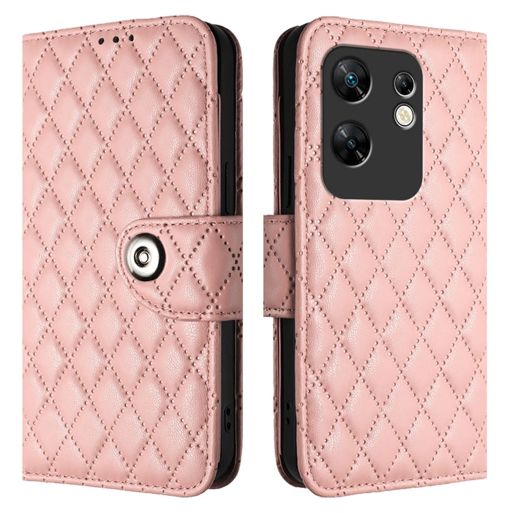 For Infinix Zero 30 4G Rhombic Texture Flip Leather Phone Case with Lanyard