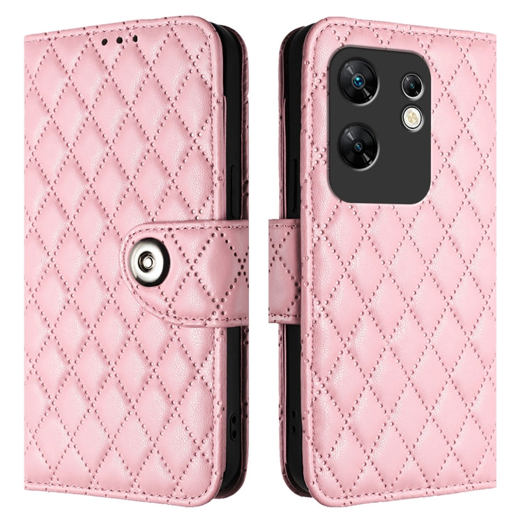For Infinix Zero 30 4G Rhombic Texture Flip Leather Phone Case with Lanyard