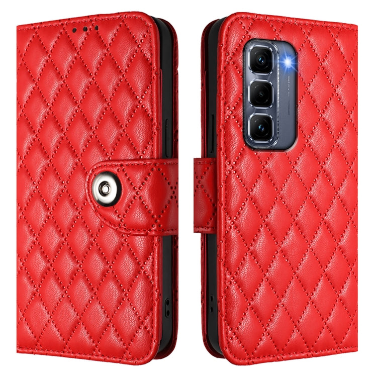 For Infinix Hot 50 Pro+ 4G Rhombic Texture Flip Leather Phone Case with Lanyard