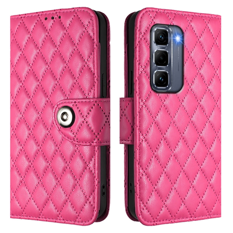 For Infinix Hot 50 Pro+ 4G Rhombic Texture Flip Leather Phone Case with Lanyard