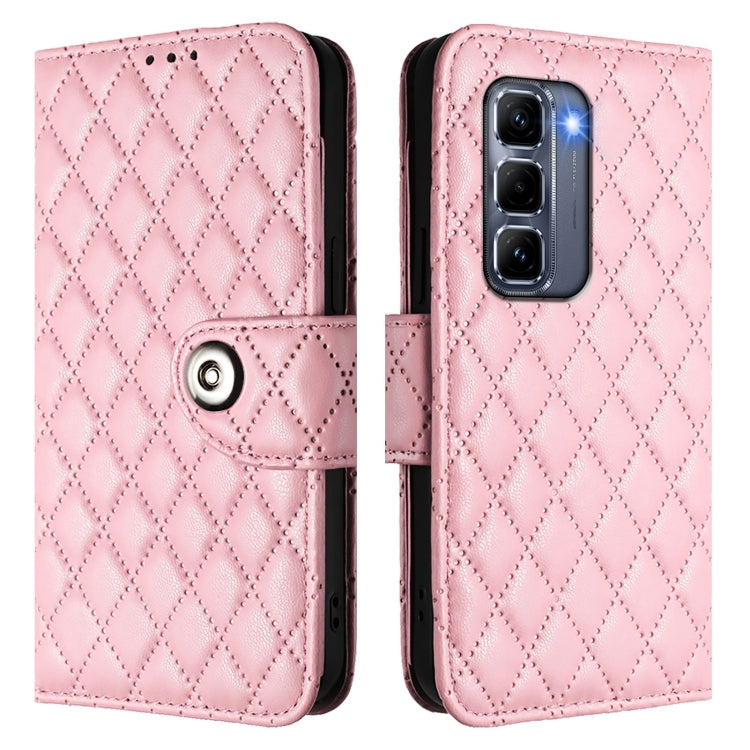 For Infinix Hot 50 Pro+ 4G Rhombic Texture Flip Leather Phone Case with Lanyard