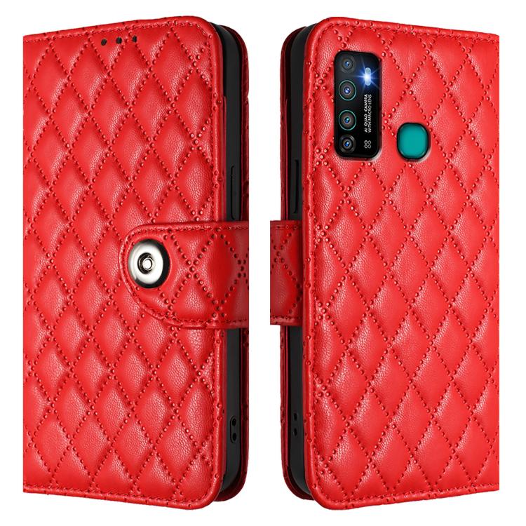 For Infinix Hot 9 / Hot 9 Pro Rhombic Texture Flip Leather Phone Case with Lanyard