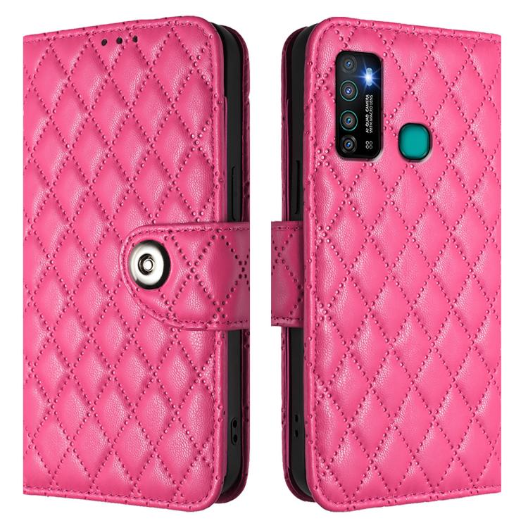 For Infinix Hot 9 / Hot 9 Pro Rhombic Texture Flip Leather Phone Case with Lanyard