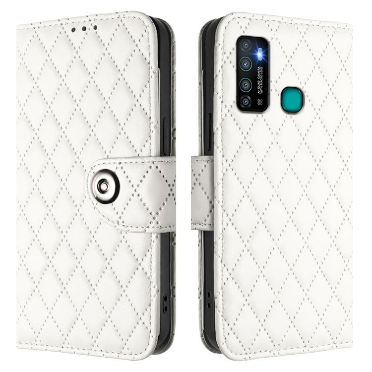 For Infinix Hot 9 / Hot 9 Pro Rhombic Texture Flip Leather Phone Case with Lanyard