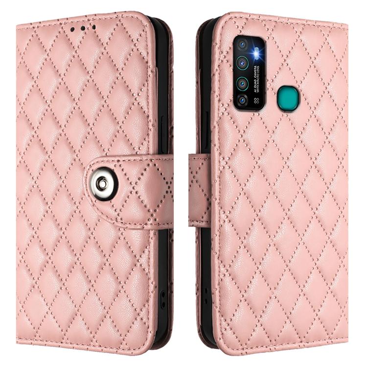 For Infinix Hot 9 / Hot 9 Pro Rhombic Texture Flip Leather Phone Case with Lanyard
