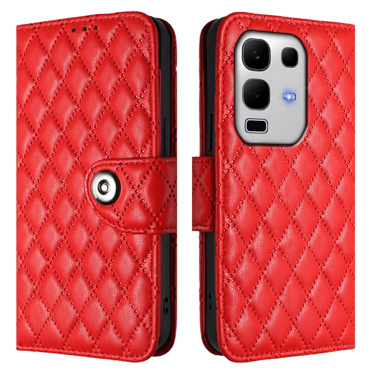 For Infinix Note 50s Rhombic Texture Flip Leather Phone Case with Lanyard