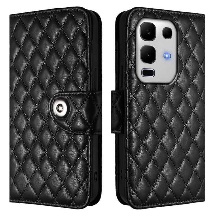 For Infinix Note 50s Rhombic Texture Flip Leather Phone Case with Lanyard