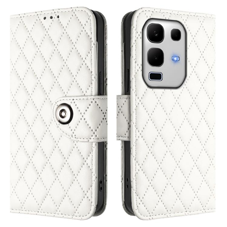 For Infinix Note 50s Rhombic Texture Flip Leather Phone Case with Lanyard