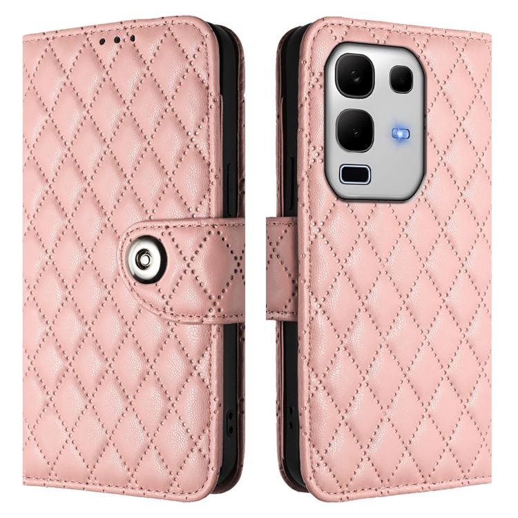 For Infinix Note 50s Rhombic Texture Flip Leather Phone Case with Lanyard