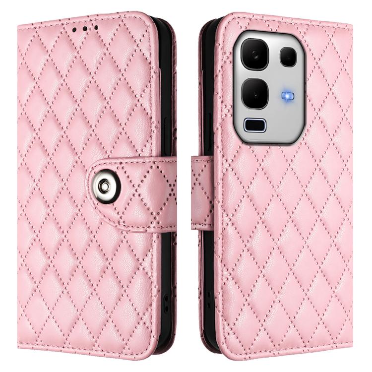 For Infinix Note 50s Rhombic Texture Flip Leather Phone Case with Lanyard