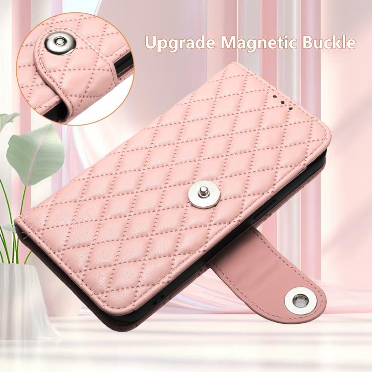For Infinix Smart 10 Plus Rhombic Texture Flip Leather Phone Case with Lanyard
