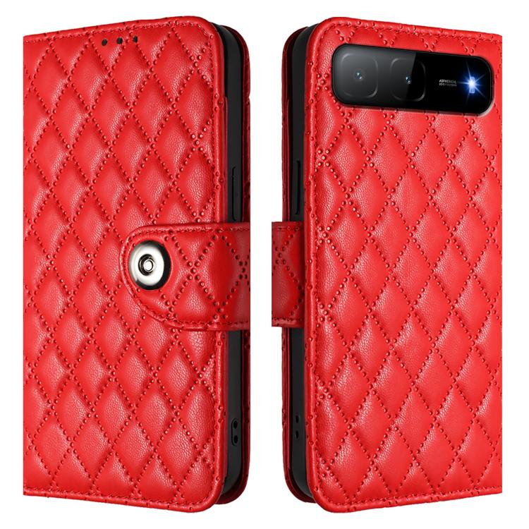 For Infinix Hot 60i 5G / Tecno Spark Go 5G Rhombic Texture Flip Leather Phone Case with Lanyard