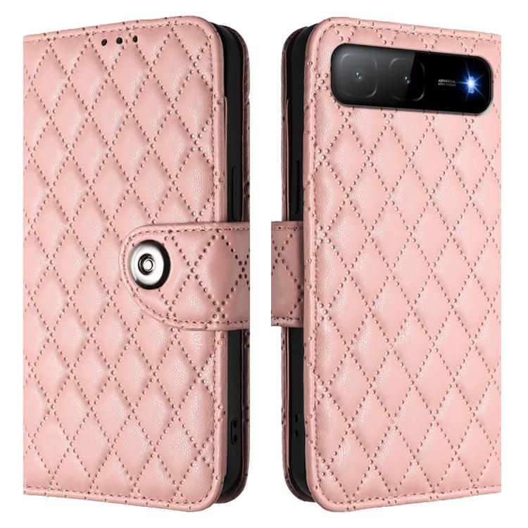 For Infinix Hot 60i 5G / Tecno Spark Go 5G Rhombic Texture Flip Leather Phone Case with Lanyard
