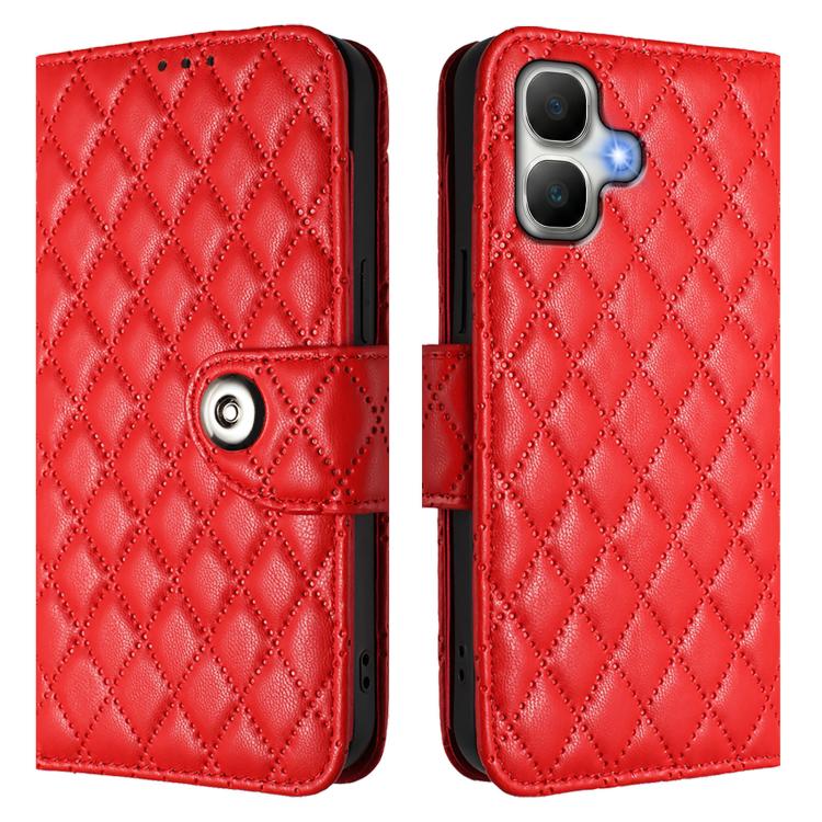 For Infinix Smart 20 4G X6840 Rhombic Texture Flip Leather Phone Case with Lanyard