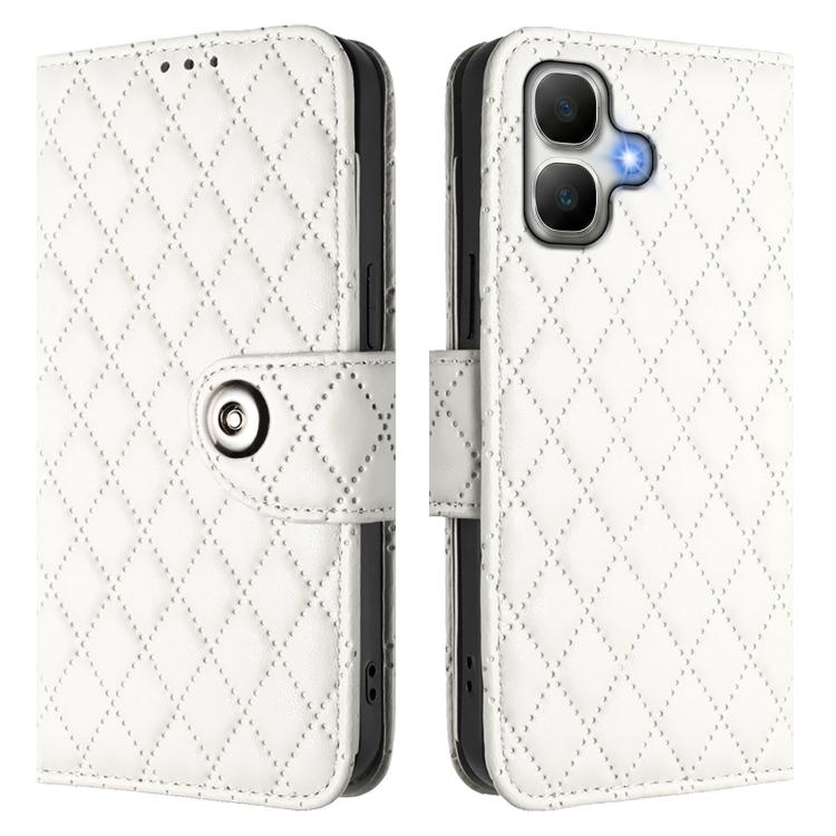 For Infinix Smart 20 4G X6840 Rhombic Texture Flip Leather Phone Case with Lanyard