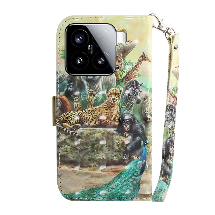 For Xiaomi 15 3D Colored Flip Leather Phone Case