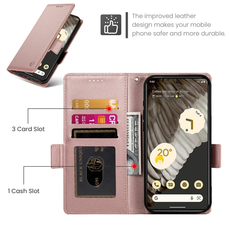 For Google Pixel 7a Side Buckle Magnetic Frosted Leather Phone Case