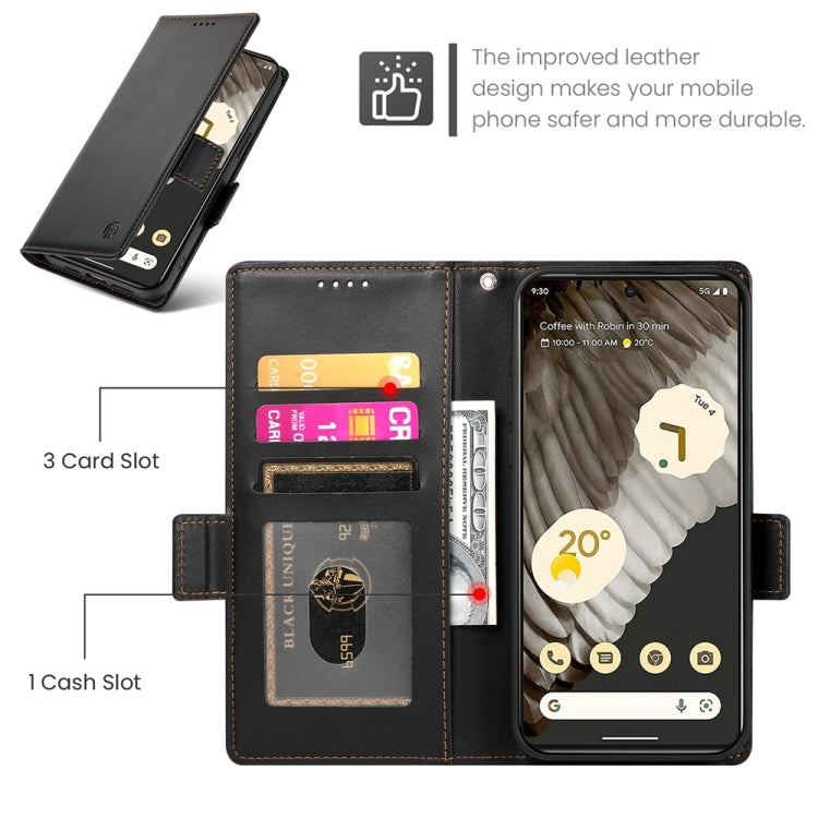 For Google Pixel 7a Side Buckle Magnetic Frosted Leather Phone Case