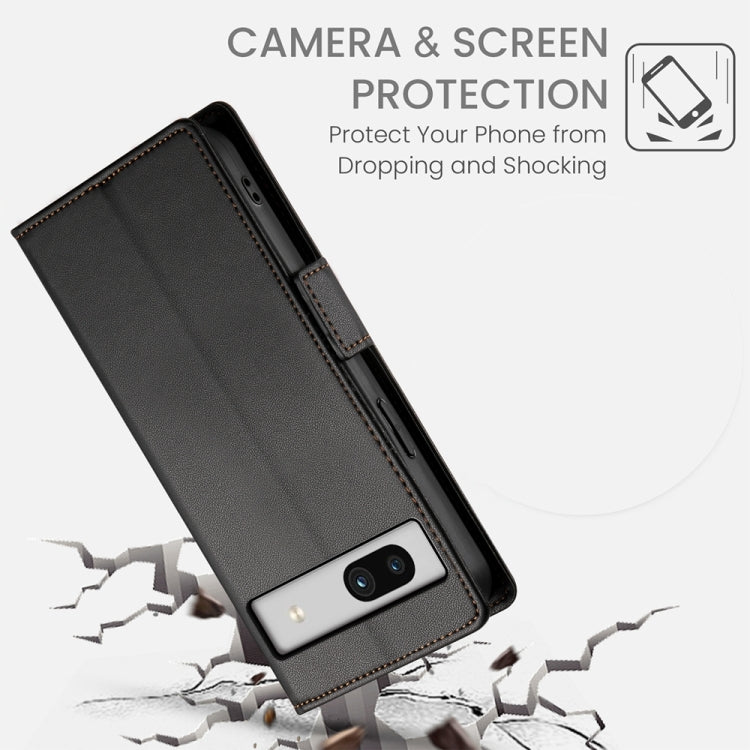 For Google Pixel 7a Side Buckle Magnetic Frosted Leather Phone Case