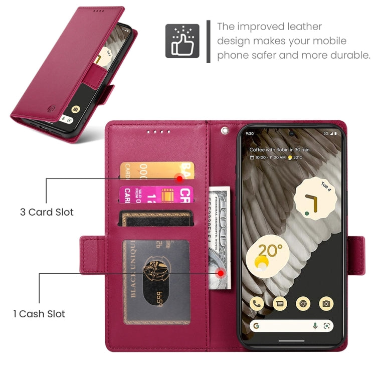 For Google Pixel 7a Side Buckle Magnetic Frosted Leather Phone Case