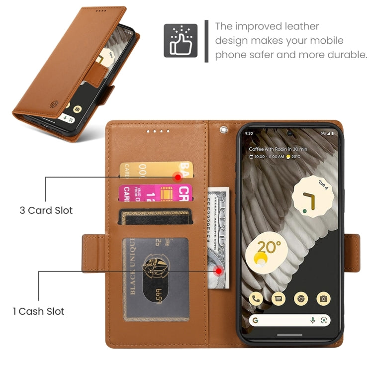For Google Pixel 7a Side Buckle Magnetic Frosted Leather Phone Case