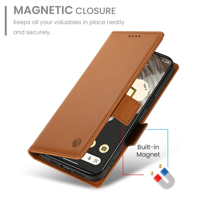 For Google Pixel 7a Side Buckle Magnetic Frosted Leather Phone Case