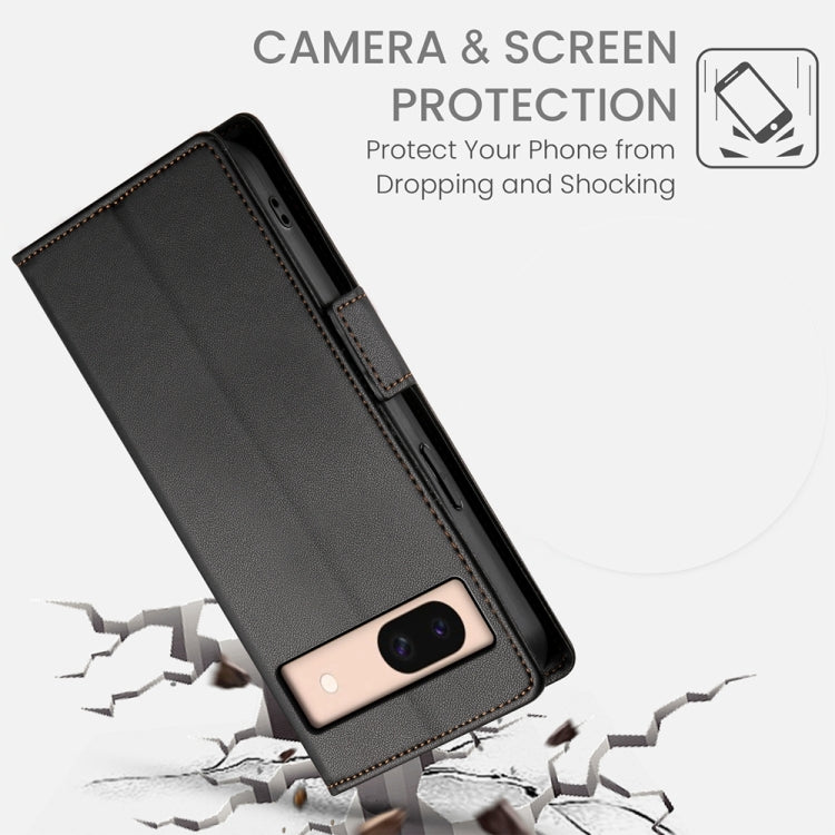 For Google Pixel 8a Side Buckle Magnetic Frosted Leather Phone Case