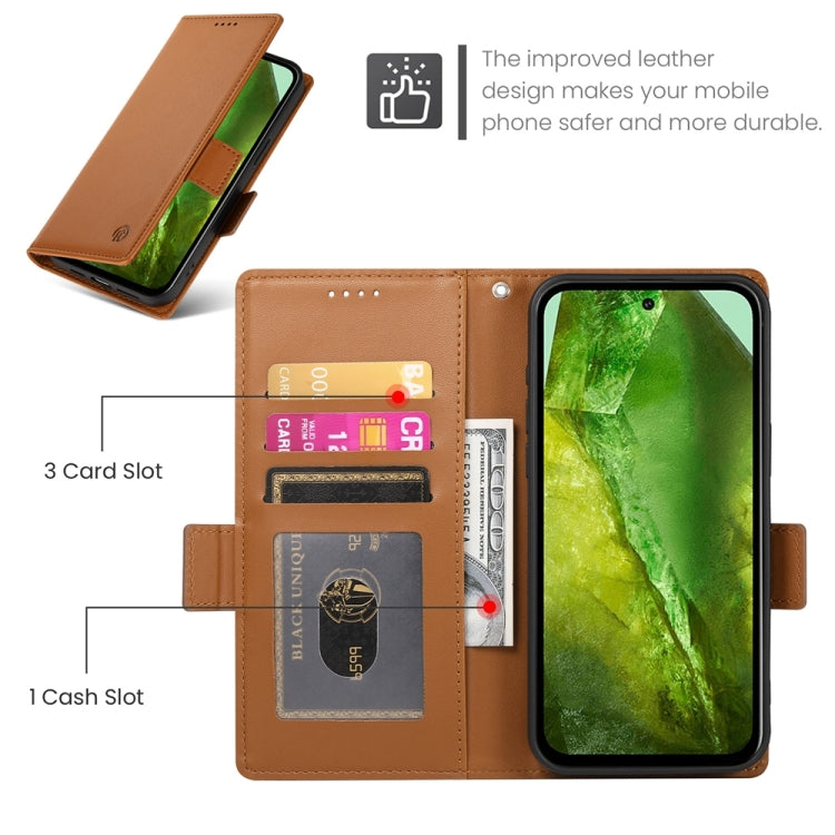 For Google Pixel 8a Side Buckle Magnetic Frosted Leather Phone Case