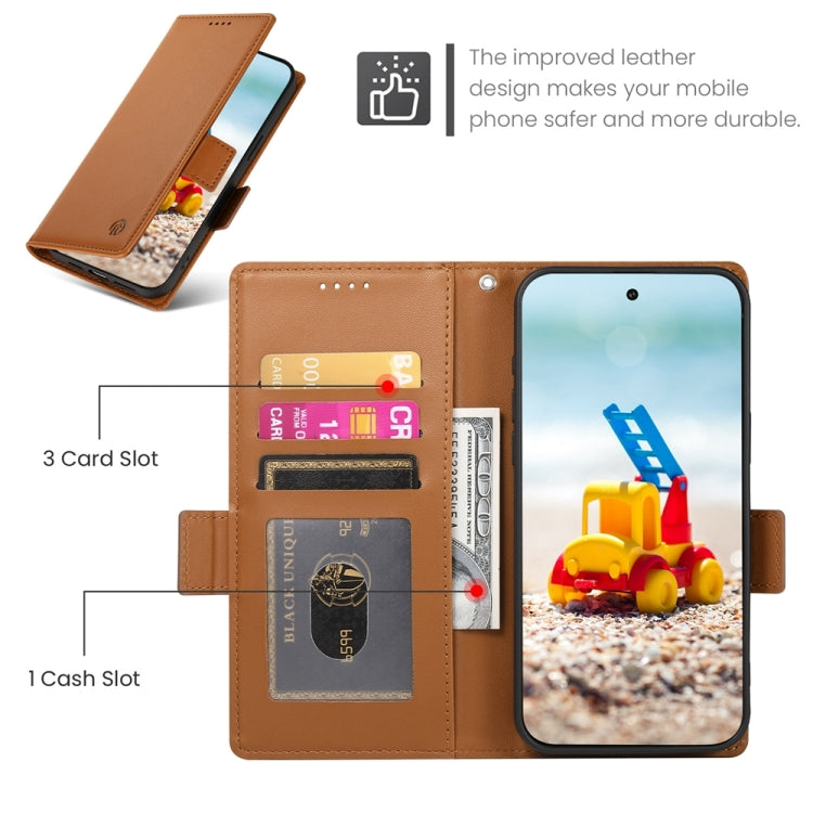 For Google Pixel 9 Pro Side Buckle Magnetic Frosted Leather Phone Case