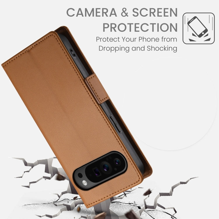 For Google Pixel 9 Pro Side Buckle Magnetic Frosted Leather Phone Case