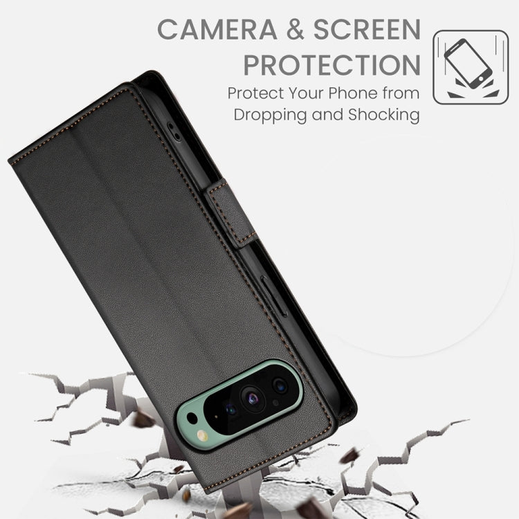 For Google Pixel 9 Side Buckle Magnetic Frosted Leather Phone Case