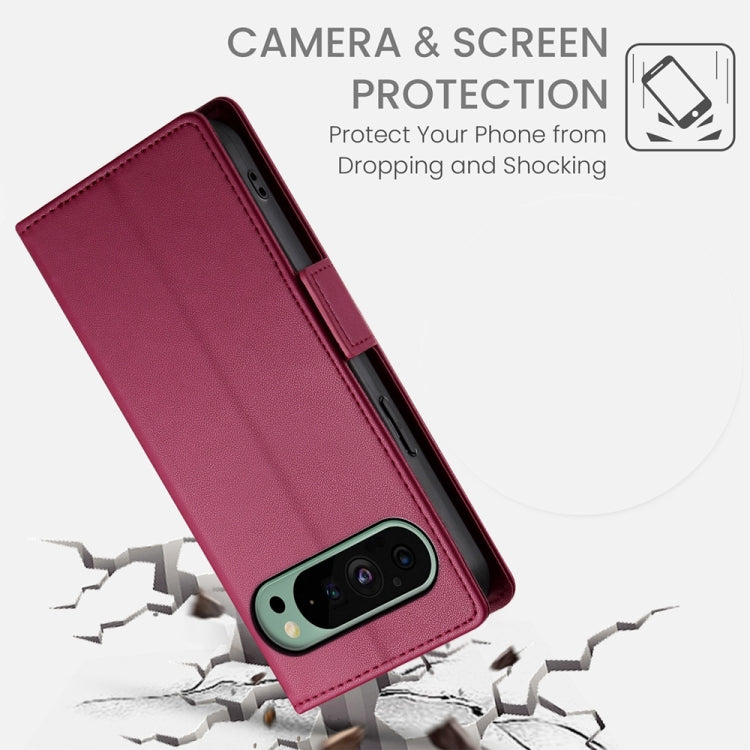 For Google Pixel 9 Side Buckle Magnetic Frosted Leather Phone Case