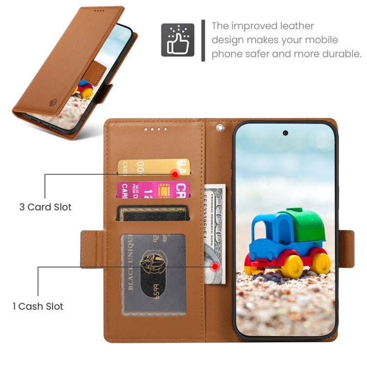 For Google Pixel 9 Side Buckle Magnetic Frosted Leather Phone Case