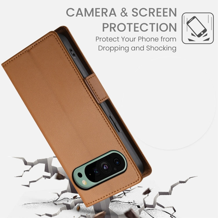 For Google Pixel 9 Side Buckle Magnetic Frosted Leather Phone Case