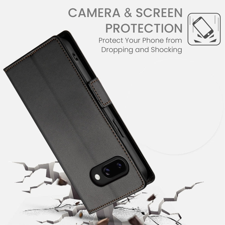For Google Pixel 9a Side Buckle Magnetic Frosted Leather Phone Case