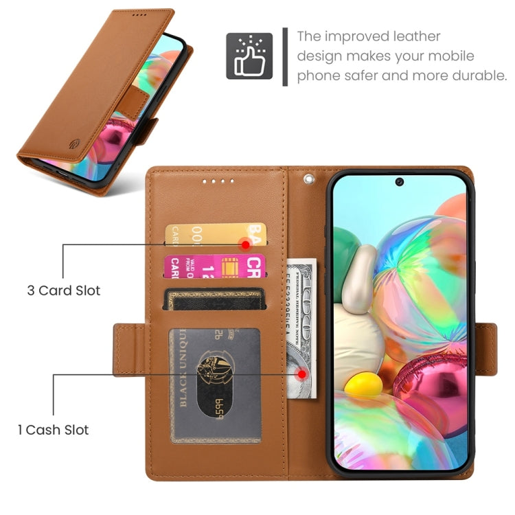 For Google Pixel 9a Side Buckle Magnetic Frosted Leather Phone Case