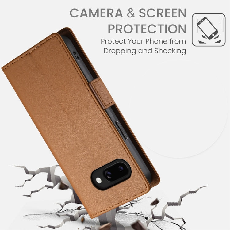 For Google Pixel 9a Side Buckle Magnetic Frosted Leather Phone Case