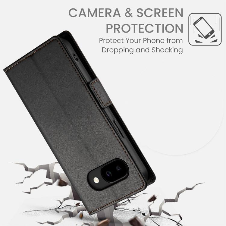 For Google Pixel 10a Side Buckle Magnetic Frosted Leather Phone Case