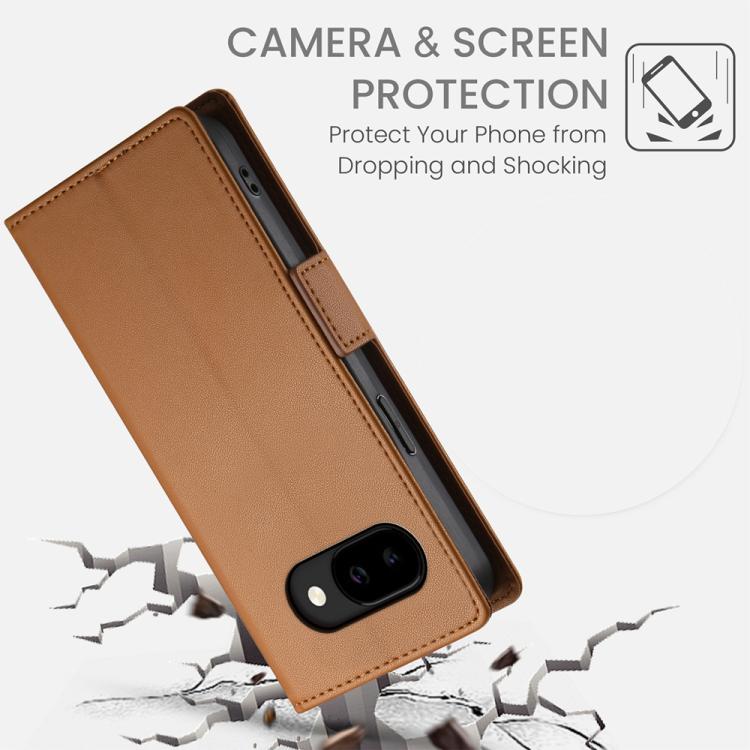 For Google Pixel 10a Side Buckle Magnetic Frosted Leather Phone Case