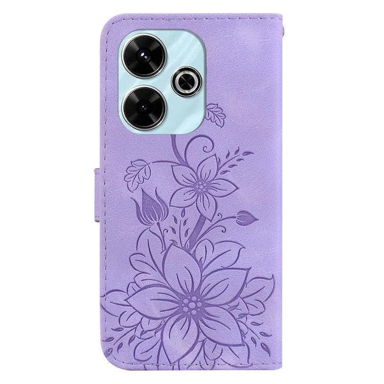 For Xiaomi Poco M6 4G Lily Embossed Leather Phone Case