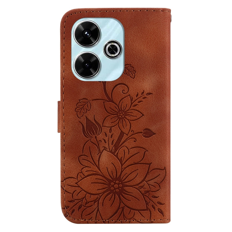 For Xiaomi Poco M6 4G Lily Embossed Leather Phone Case