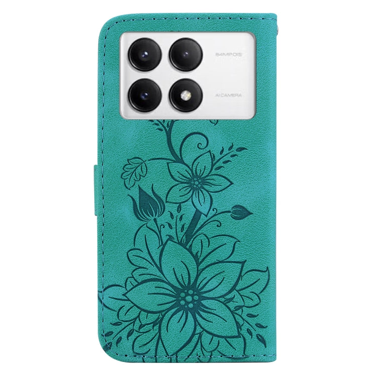 For Xiaomi Poco F6 Pro Lily Embossed Leather Phone Case